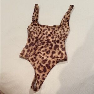Zara Brown Leopard Openback Bodysuit